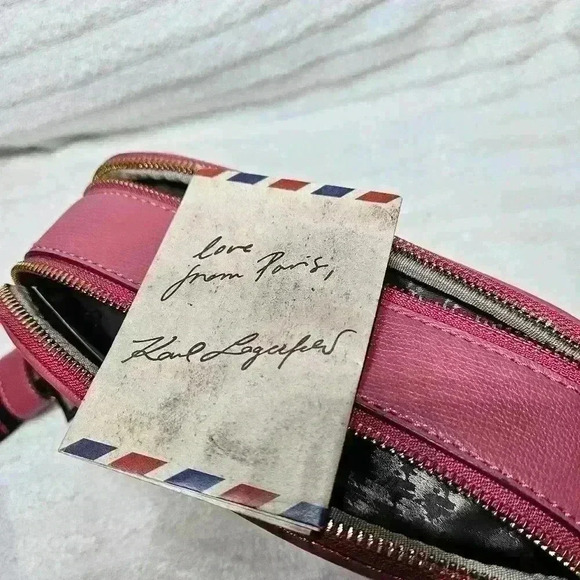NWT Karl Lagerfeld Paris Crossbody Camera Style Pink Bag. - Picture 7 of 9